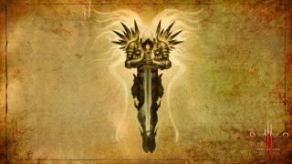 Demon wings sword halo cross - a painting of a demon free wallpaper