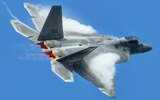Jet flying blue sky smoke 7 - a red tail free wallpaper