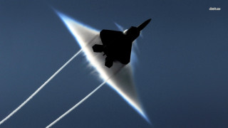 Jet blue sky contrails white - dynamic perspective free wallpaper