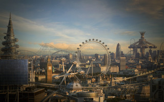 Ferris wheel city foreground background - a ferris free wallpaper