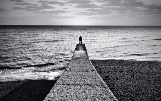Person pier ocean black and 3 - a pier free wallpaper