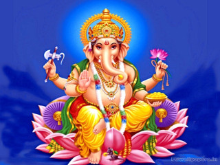 Ganesha lotus flower blue background - a blue sky free wallpaper