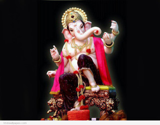 Ganesh statue table black background - a white border free wallpaper