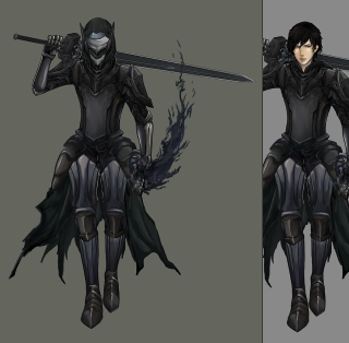 Black outfit sword demon back - a character free wallpaper