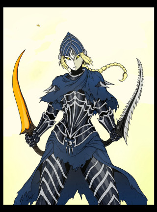 Person sword armor yellow background - dark soul free wallpaper