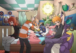 Group bedroom tv cartoon character - the bed free wallpaper