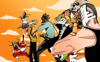 Group people sky clouds standing 2 - behind them free wallpaper