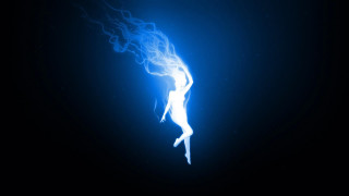 Blue smoke dark background person - volumetric free wallpaper