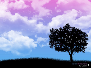 Tree field sky clouds stars - sky free wallpaper