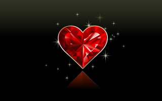 Red heart diamond black background - star free wallpaper