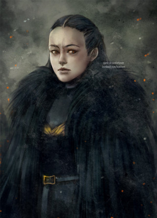Woman black cloak yellow collar - a painting of a woman free wallpaper