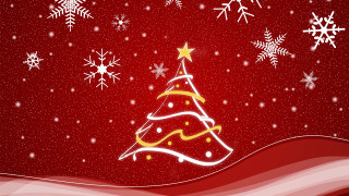 Christmas tree snowflakes red background 4 - a red background free wallpaper for desktop