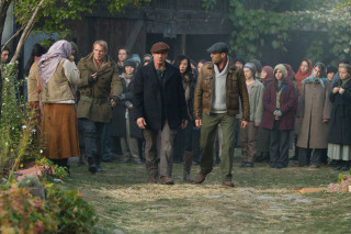 Group people field man hat - impressionist free wallpaper