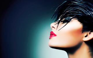 Woman black hair red lipstick 2 - black hair free wallpaper