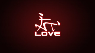 Red white love man running - logo free wallpaper