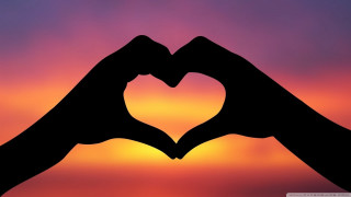 Hands heart sunset pink purple 5 - two hand free wallpaper