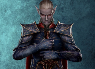 Man costume sword blue background - epic fantasy character art free wallpaper