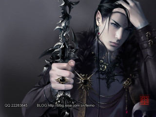 Woman sword skull black outfit - arm free wallpaper