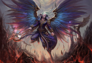 Woman wings demon body sword - a painting of a woman free wallpaper