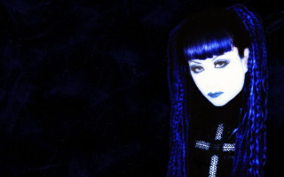 Blue hair woman cross chest - her chest free wallpaper
