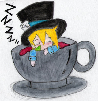 Couple teacup hat drawing caption - morning free wallpaper