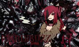 Red hair cigarette girl graffiti - her mouth free wallpaper
