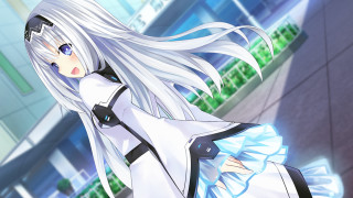 Woman white dress building long - a long white hair free wallpaper