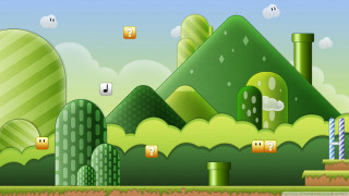 Cartoon green landscape trees mountains 2 - tree and mountains free wallpaper