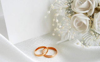 Wedding rings white cloth bouquet - jewelry free wallpaper