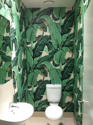 Bathroom toilet sink green leaf - jungle free wallpaper
