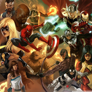 Avengers cartoon monsters background image - ashcan school free wallpaper