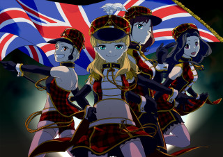 Women costume british flag group - british free wallpaper