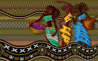Women flowers baskets painting colorful - decorative free wallpaper