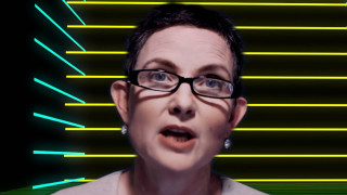 Surprised woman glasses neon background - glass free wallpaper