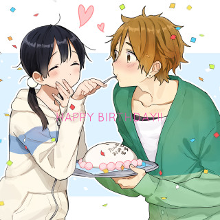 Couple eating cake confetti celebration - realism free wallpaper