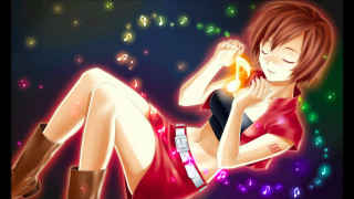 Woman red dress cellphone music - a woman free wallpaper