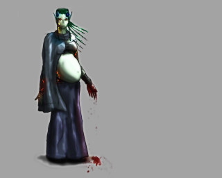 Bloody greenhair woman zombie blood - a black cape free wallpaper
