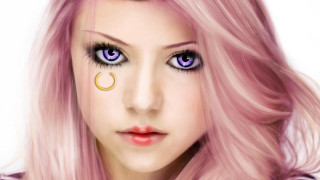 Woman pink hair nose ring - anime style free wallpaper