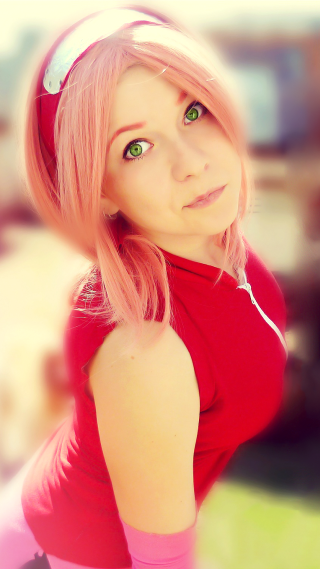 Pink haired girl red shirt 2 - a girl free wallpaper