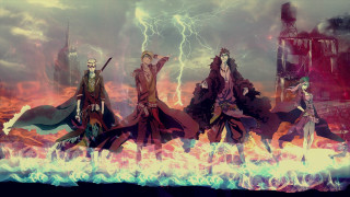 People fire lightning castle sky - visual free wallpaper