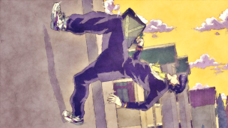 Man purple suit jumping air - a drawing of a man free wallpaper