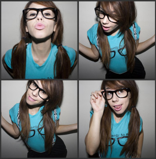 Silly woman glasses tongue out - aramenta dianthe vail free wallpaper