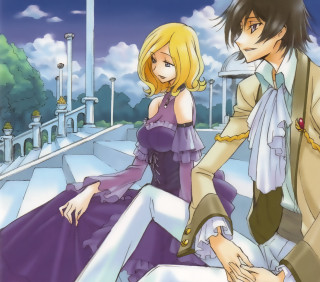 Man woman bench building sky - a man and a woman free wallpaper