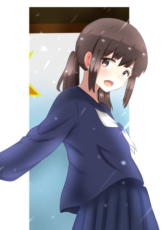 Girl blue dress snow arms - half body free wallpaper
