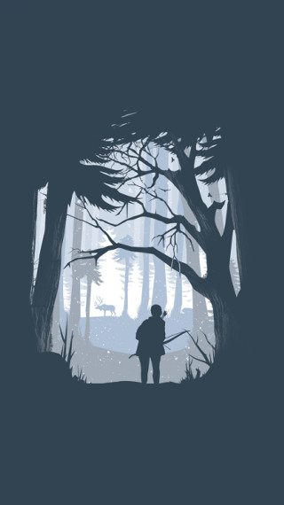 Person deer woods forest trees - a storybook illustration free wallpaper