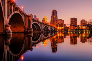 Bridge river city night lights 23 - a reflection free wallpaper