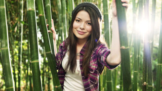 Woman bamboo tree arms up - ecological art free wallpaper