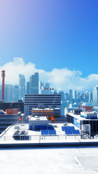 City skyline buildings cranes blue - city background free wallpaper