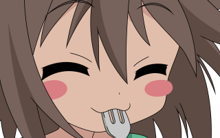 Girl long hair fork eating - her mouth free wallpaper