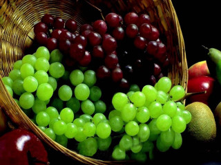 Basket grapes apples pears table - other fruit free wallpaper